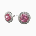 White gold women’s jewelry with pink spinel in floral design -elorineI-EARRINGS lucentset