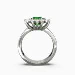 White gold wedding jewelry ring with a diamond stone and green demantoid garnet - LIBRA-RING-2 lucentset