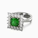 Elegant green garnet demantoid and diamonds jewelry ring - LIBRA-RING-3 lucentse
