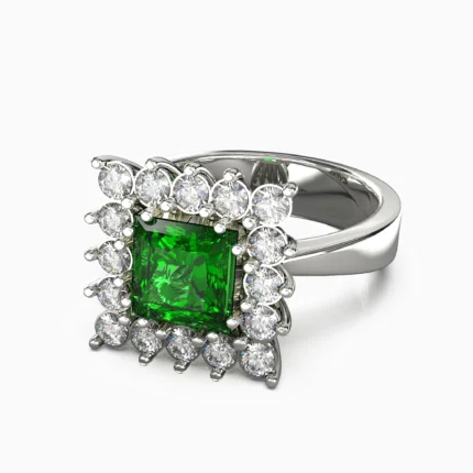 Elegant green garnet demantoid and diamonds jewelry ring - LIBRA-RING-3 lucentse