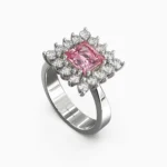 Elegant pink spinel ring surrounded by sparkling white diamonds -LIBRA-RING-6- lucentset