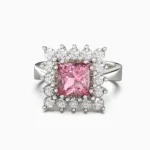 Elegant pink spinel ring surrounded by sparkling white diamonds -LIBRA-RING-8- lucentset