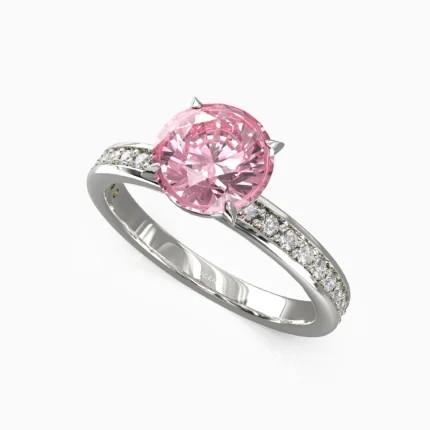 Pink spinel and diamond ring in 18K white gold - MAMA RING lucentset