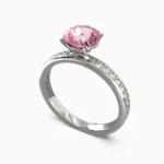 Elegant pink spinel ring surrounded by sparkling white diamonds - MAMA RING lucentset