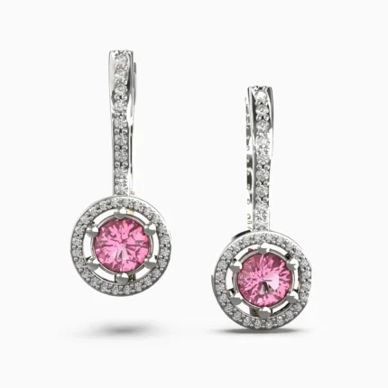 Elegant women’s jewelry with pink spinel in floral design - homa-EARRINGS lucentset