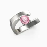 Pink spinel and diamond ring in 18K white gold - raya- RING lucentset