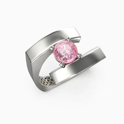 Pink spinel and diamond ring in 18K white gold - raya- RING lucentset