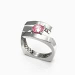 white gold ring with diamonds and pink spinel - raya RING lucentset