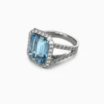 White gold wedding jewelry ring with a natural aquamarine-diamond stone - FARAH-Ring-1- lucentset