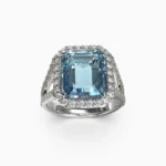 18K white gold ring natural aquamarine -RING and diamonds - FARAH-Ring-2-lucentset