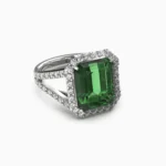Lucent Set ring with garnet-natural green white diamonds in 18K white gold -FARAH-Ring-4- lucentset