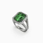 natural green tourmalin and diamond ring in 18K white gold -FARAH-Ring-5 lucentset