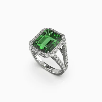 natural green tourmalin and diamond ring in 18K white gold -FARAH-Ring-5 lucentset