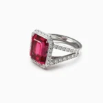 natural red tourmaline, diamond ring in 18K white gold -FARAH-Ring, lucentset