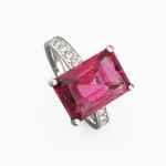 Elegant red tourmaline ring surrounded by sparkling white diamonds -SOLIVRA-RING-1- lucentset