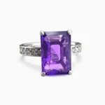 purple amethystl and diamond ring in 18K white gold -SOLIVRA-RING -10-lucentset
