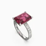 white gold ring with diamonds and red tourmaline-SOLIVRA-RING lucentset