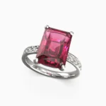 natural red tourmaline, diamond ring in 18K white gold -SOLIVRA-RING, lucentset
