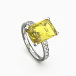 Luxury-lucentset-gold-natural yellow citrine and - in 18K white gold SOLIVRA-RING -lucentset