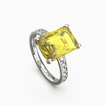 Luxury-lucentset-gold-natural yellow citrine and - in 18K white gold SOLIVRA-RING -lucentset