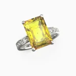 Luxury-lucentset-gold-natural yellow citrine and - in 18K white gold SOLIVRA-RING -lucentset