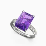 white gold ring with diamonds and natural purple amethyst-SOLIVRA-RING-lucentset