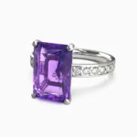 Lucent Set ring with natural purple amethyst- and natural white diamonds in 18K white gold -SOLIVRA-RING- lucentset