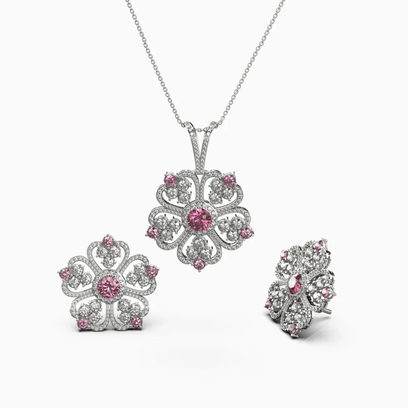 Pink spinel and diamond set in 18K white gold -avin-set-3 lucentset