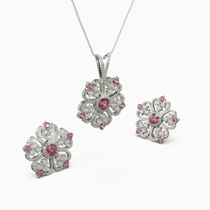 white gold ring with diamonds and pink spinel - avin-set-4. lucentset