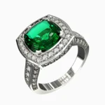White gold wedding jewelry ring with a diamond stone and natural green tsavorite - elin-ring-1-lucentset