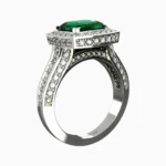 18K white gold ring featuring green demantoid garnet and diamonds - LIBRA-RING-4. lucentset
