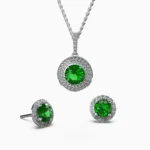 Elegant green garnet demantoid and diamonds jewelry set - elorine-set-1- lucentse