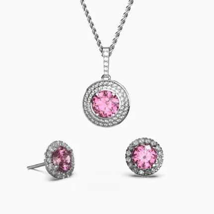 Elegant pink spinel sets urrounded by sparkling white diamonds - elorine-set-3- lucentset