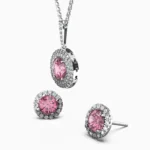 Luxury white gold jewelry set adorned with natural pink spinel - elorine-set-4-lucentset