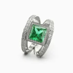 natural green tourmalin and diamond ring in 18K white gold -vora-ring10- lucentset