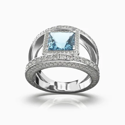 Luxury-lucentset-gold-natural aquamarine- and diamond ring in 18K white gold vora-ring-lucentset