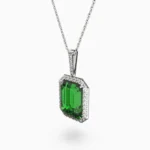 natural green tourmalin and diamond NECKLAC in 18K white gold -FARAH-NECKLACE-5- lucentset
