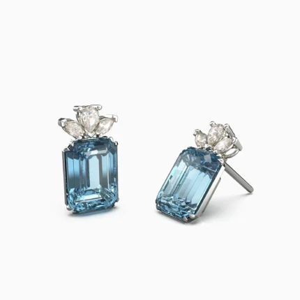 Elegant women’s jewelry with natural aquamarine-in floral design -NILI-earrings1.