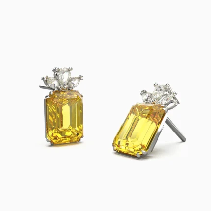 white gold-natural yellow citrine -NILI-earrings3- EARRING