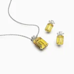 Luxury women’s jewelry set crafted in 18K white gold with natural yellow citrineand and diamond – NILI-set6Lucent Set