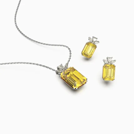 Luxury women’s jewelry set crafted in 18K white gold with natural yellow citrineand and diamond – NILI-set6Lucent Set