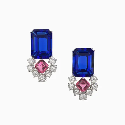 Elegant women’s jewelry with natural spinel and natural tanzanite-in floral design yalda-earrings1.natural tanzanite