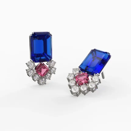 lucentset-gold-spinel and natural tanzanite-in floral design yalda-earrings2, natural tanzanite