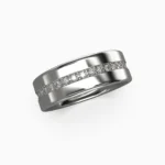 Diamond wedding ring with classic in 18K white gold -ANCY_RING3- lucentset