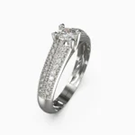 Diamond engagement ring with classic in 18K white gold -wedding ring- KIMIA_RING3.