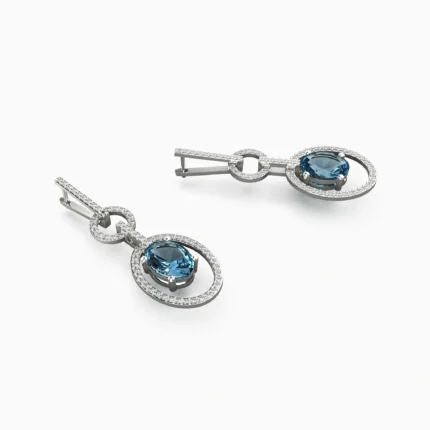 Elegant women’s jewelry with natural aquamarine-in floral design -SHAYLIN_EARRINGS2