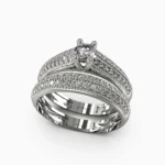 white gold Engagement and Wedding Ring Set ring with unique design-wedding ring- featuring a diamond stone - ZARIN_RING1