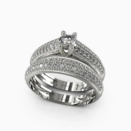 white gold Engagement and Wedding Ring Set ring with unique design-wedding ring- featuring a diamond stone - ZARIN_RING1